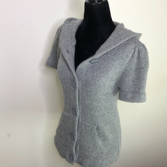 INC International Concepts Sweaters - INC Short Sleeve Button Front Gray Sweater ~Medium